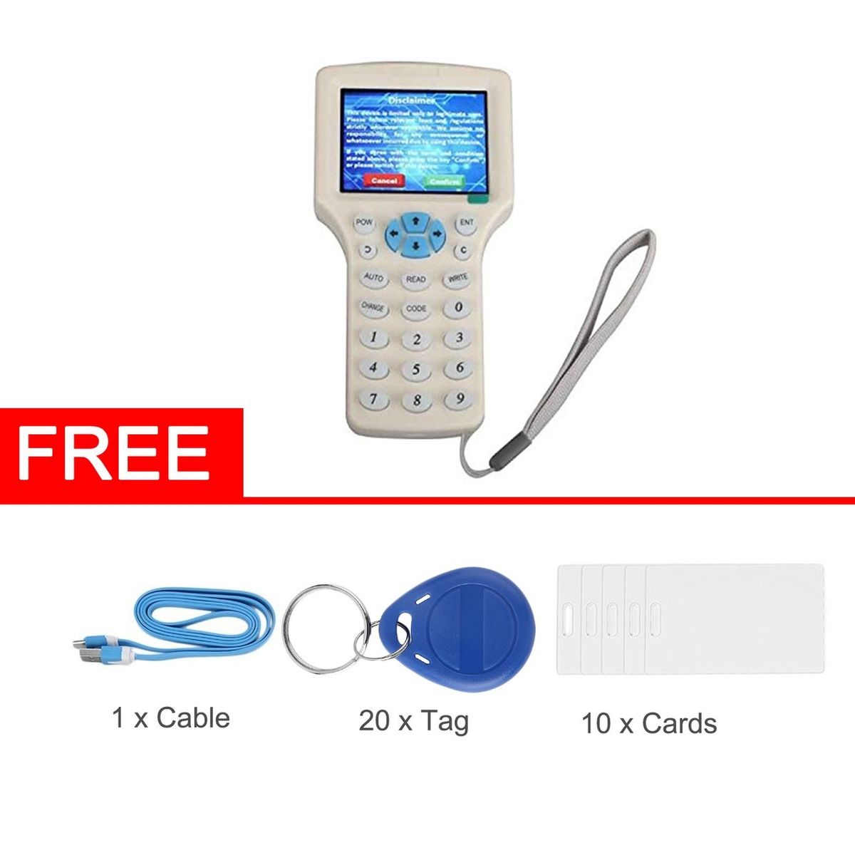 OR Super Full-Featured RFID Copier ID/IC Card Reader/Writer+10 Cards+20 Tags-white