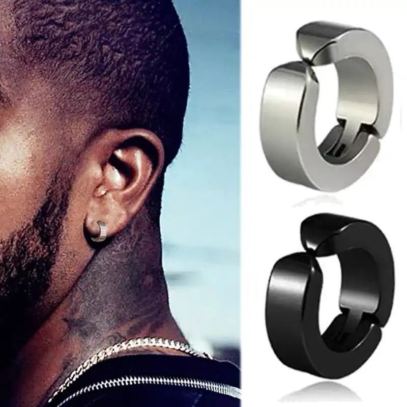 2 SET LUXURY UNISEX NO PIERCING STUD EARRING