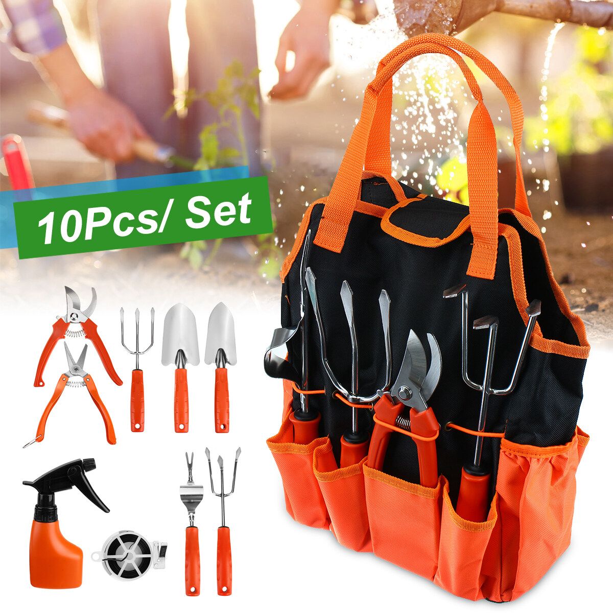 10Pcs Gardening Plant Flower Set Garden Trimmer Pruning Shears Handle Tool Kit