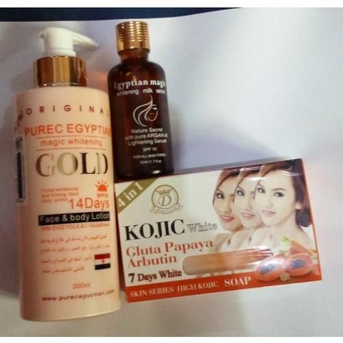 Purec Egyptian Magic Whiten Body Cream, Serum & Kojic Soap
