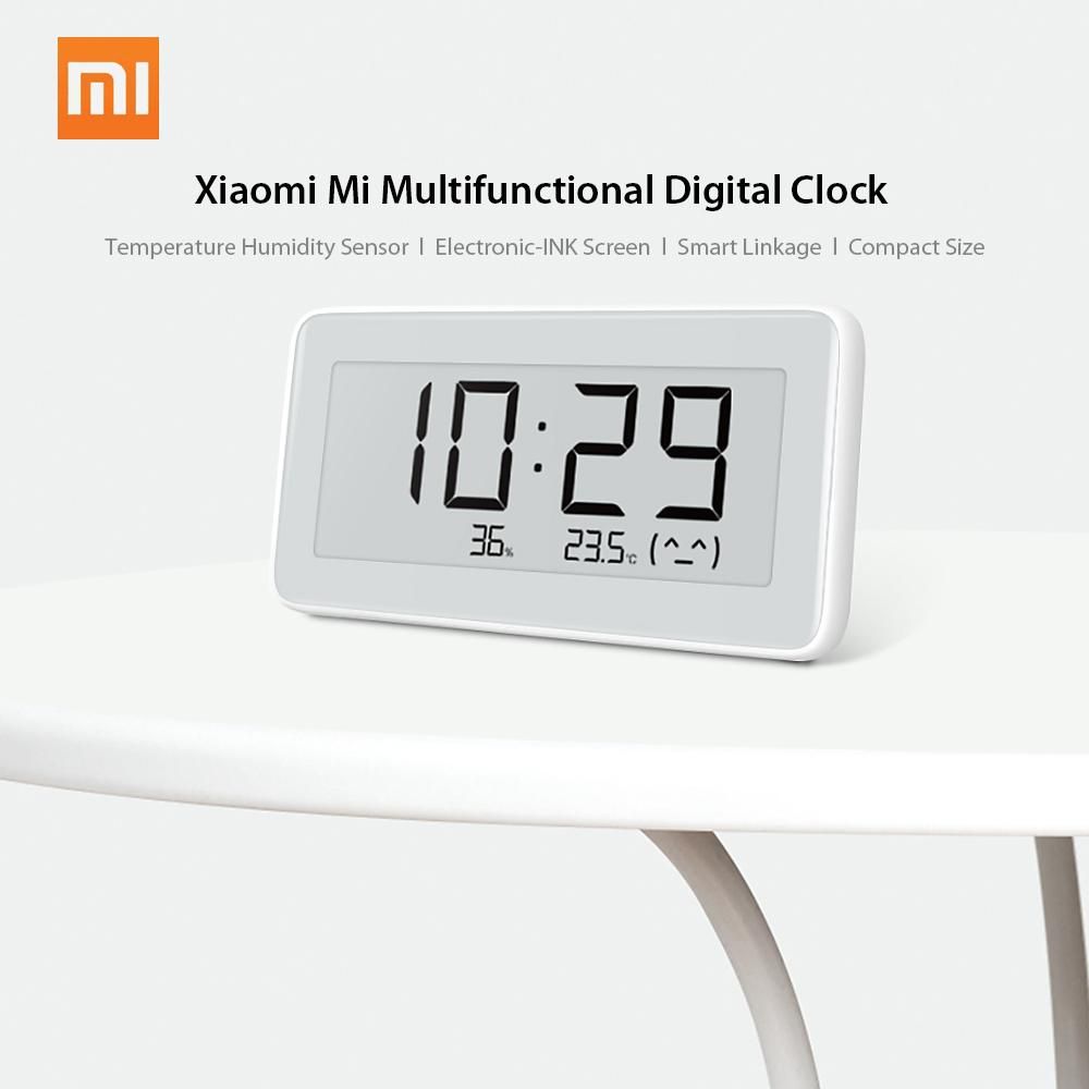 Xiaomi Mi Multifunctional Thermometer Pro Digital Clock Electronic-INK Screen Temperature Humidity Sensor BT Wireles Thermometer Moisture Smart Linkage Mi Home APP
