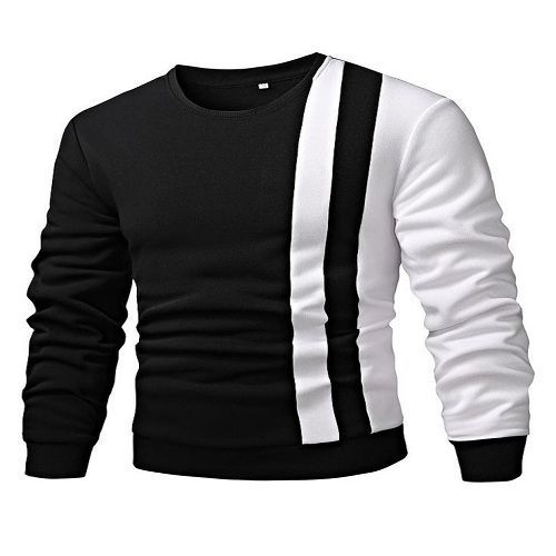 Colorblock Sweatshirt Black And White Strip