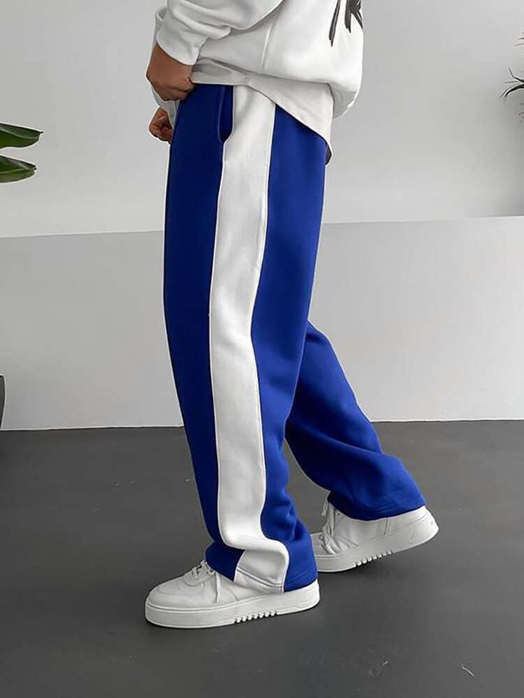 Luxury Unisex Well Tailored Jogger Pant - Blue & White
