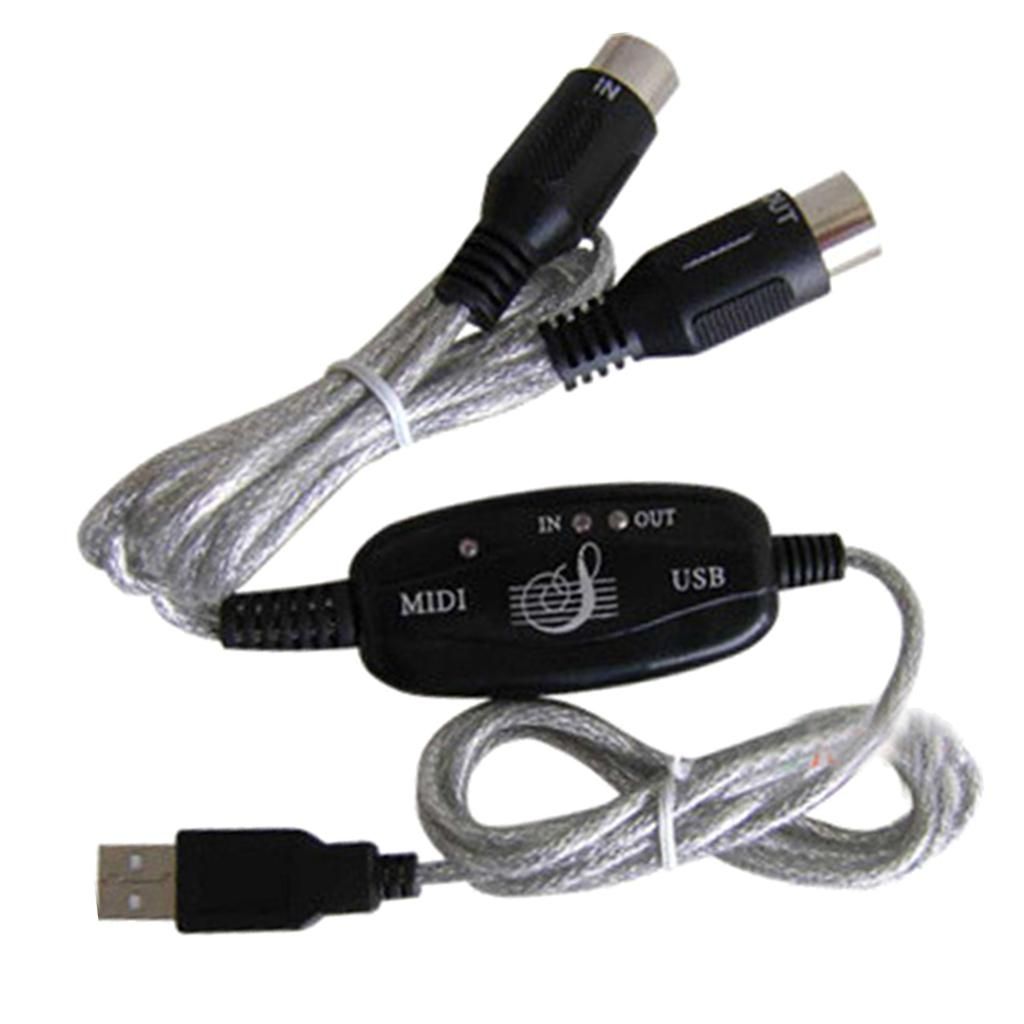 2m In-Out MIDI To USB Music Piano Keyboard Adapter Converter Cord