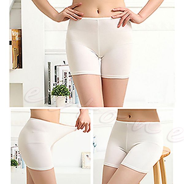 (White)2020 Women's Dancing Shorts Elastic Pants Safety Underwear Ladies Soft New Spandex Cotton Seamless Basic Plain Solid Tight DOU