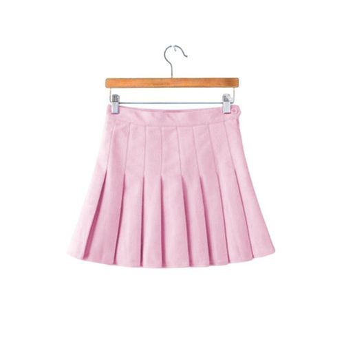 Plain Pleated Skirt Tennis Uniform High Waisted With Lining Pink XS
