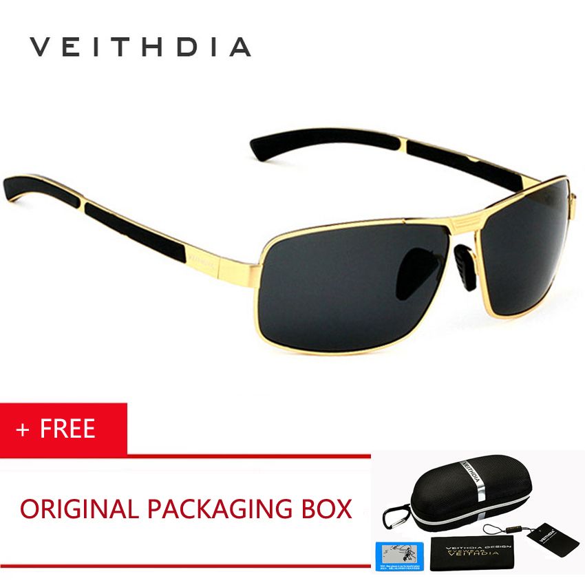New UV400 Pilot Men Polarized Sunglasses Brand Logo Design Driving Sun Glasses Eyewear Accessories 2490 (Gold Gray)    CUIII