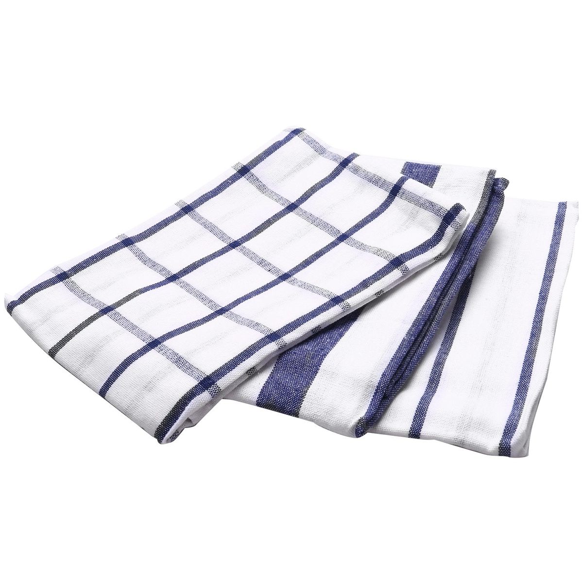 3Piece High Quality Blue White Plaid Striped Tea Towel