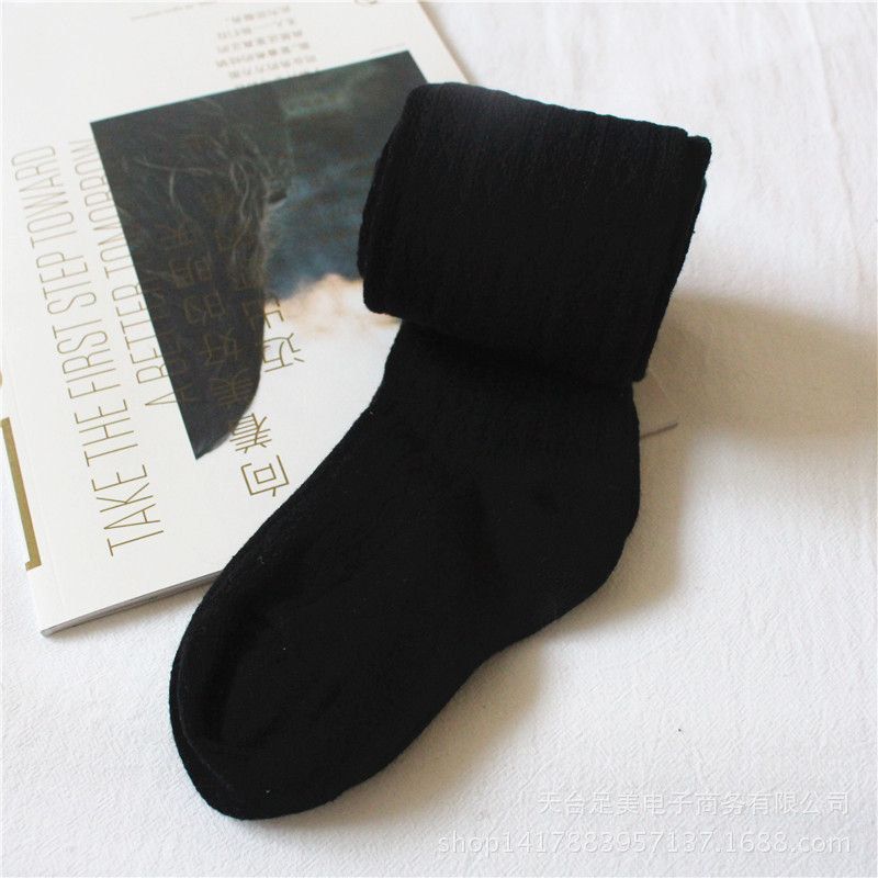 Thick Cotton Long Popsocks Black