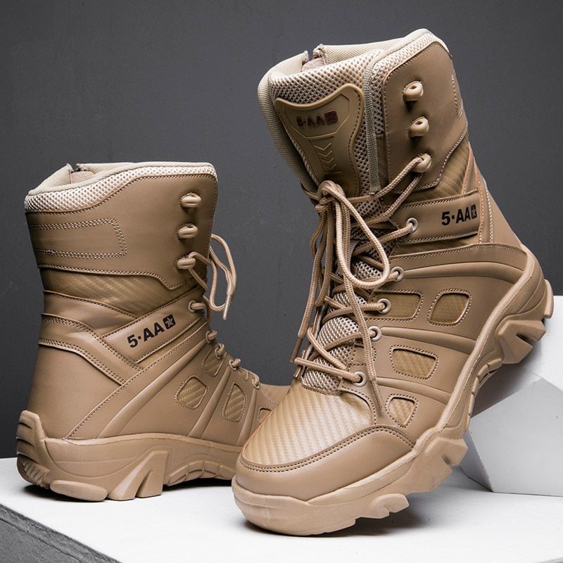 Men Ary Boots Quality Special Force Tactical Desert Combat Ankle Boats-Camel