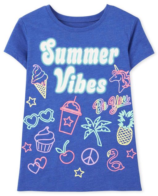 Girls Summer Vibes Graphic Tee
