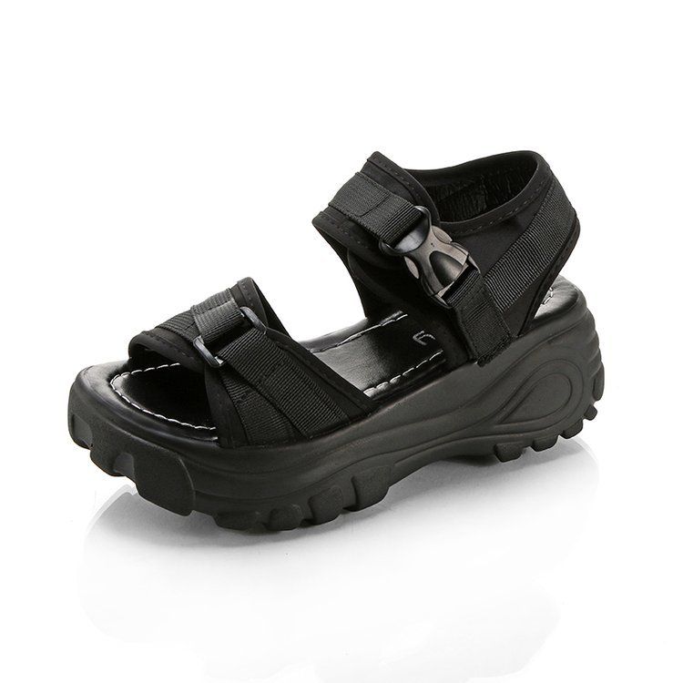 Women Sandals Heels Woman Platform Wedges Shoes-Black