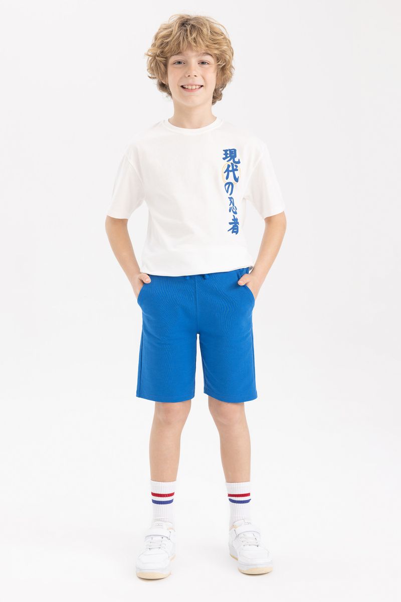 Boy Casual Regular Fit Knitted Short - Blue