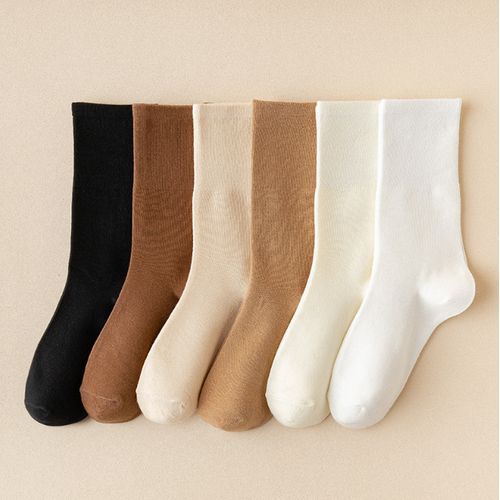 6 Pairs Women's Summer Thin Cotton High Socks