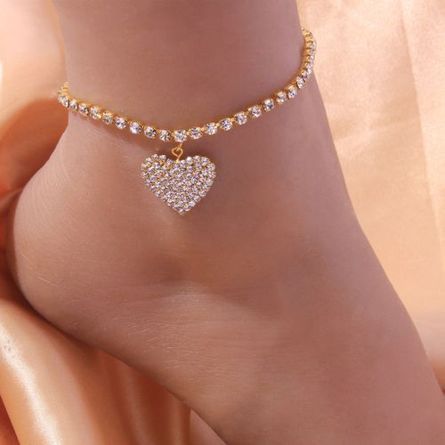 Heart Anklets Women Beach Barefoot Jewelry Non Fade Adjustable Pendant Gold