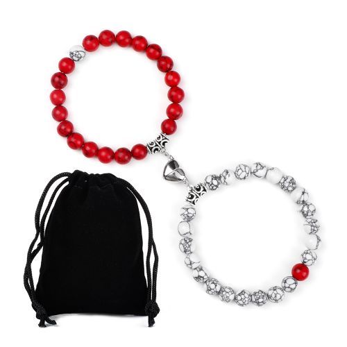 2pcs/set Couple Distance Beads Let For Lovers Heart Magnet Attraction Natural