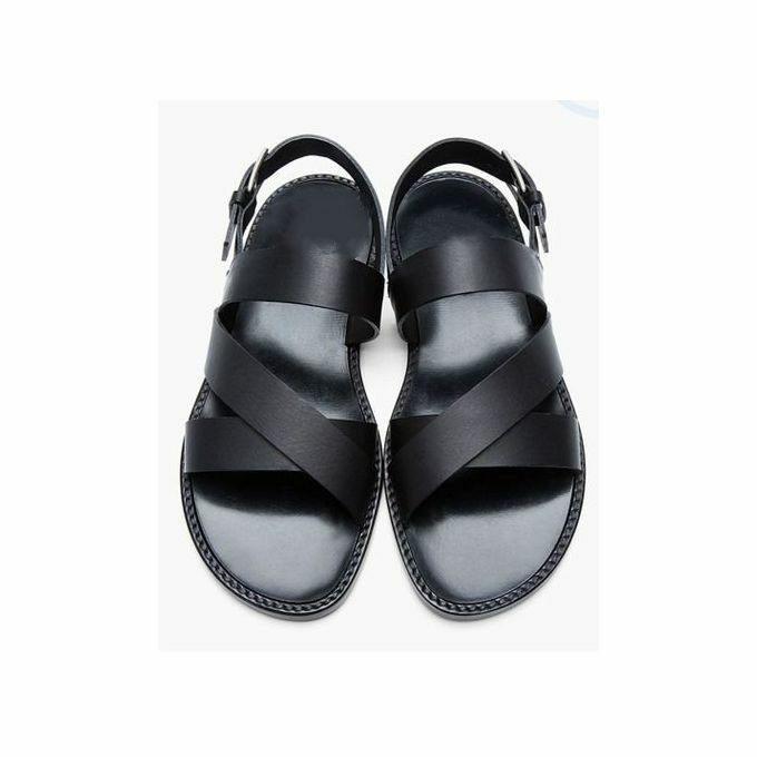 Real Classic Men Black Leather Sandal