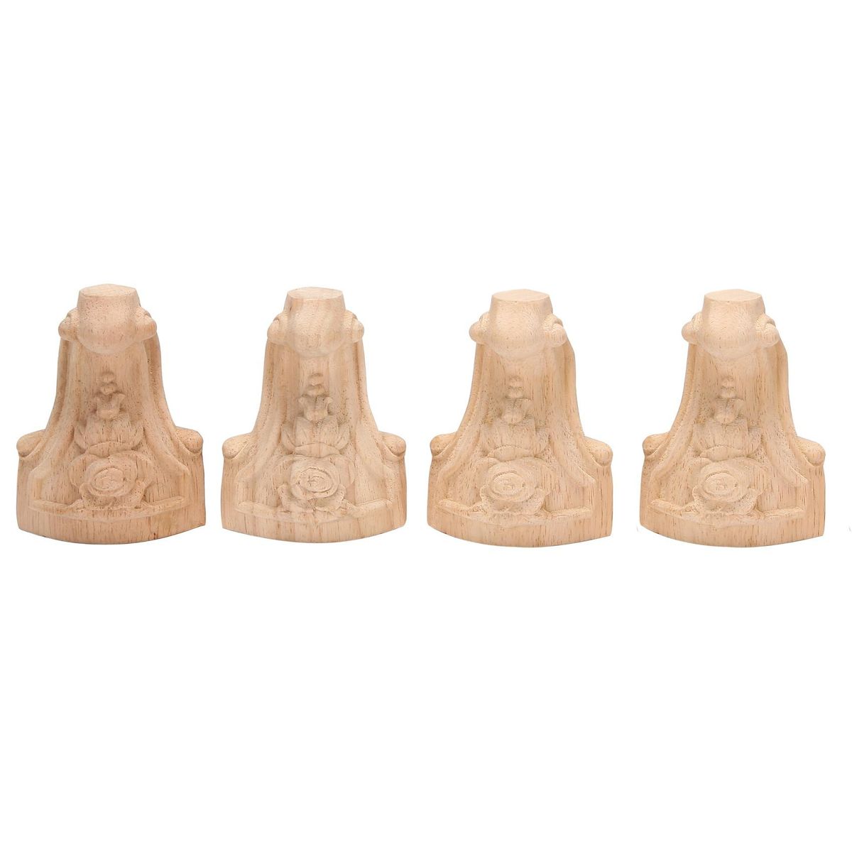 4PCS 10x6cm European Style Solid Wood Carved Furniture Foot Legs TV Cabinet Feets