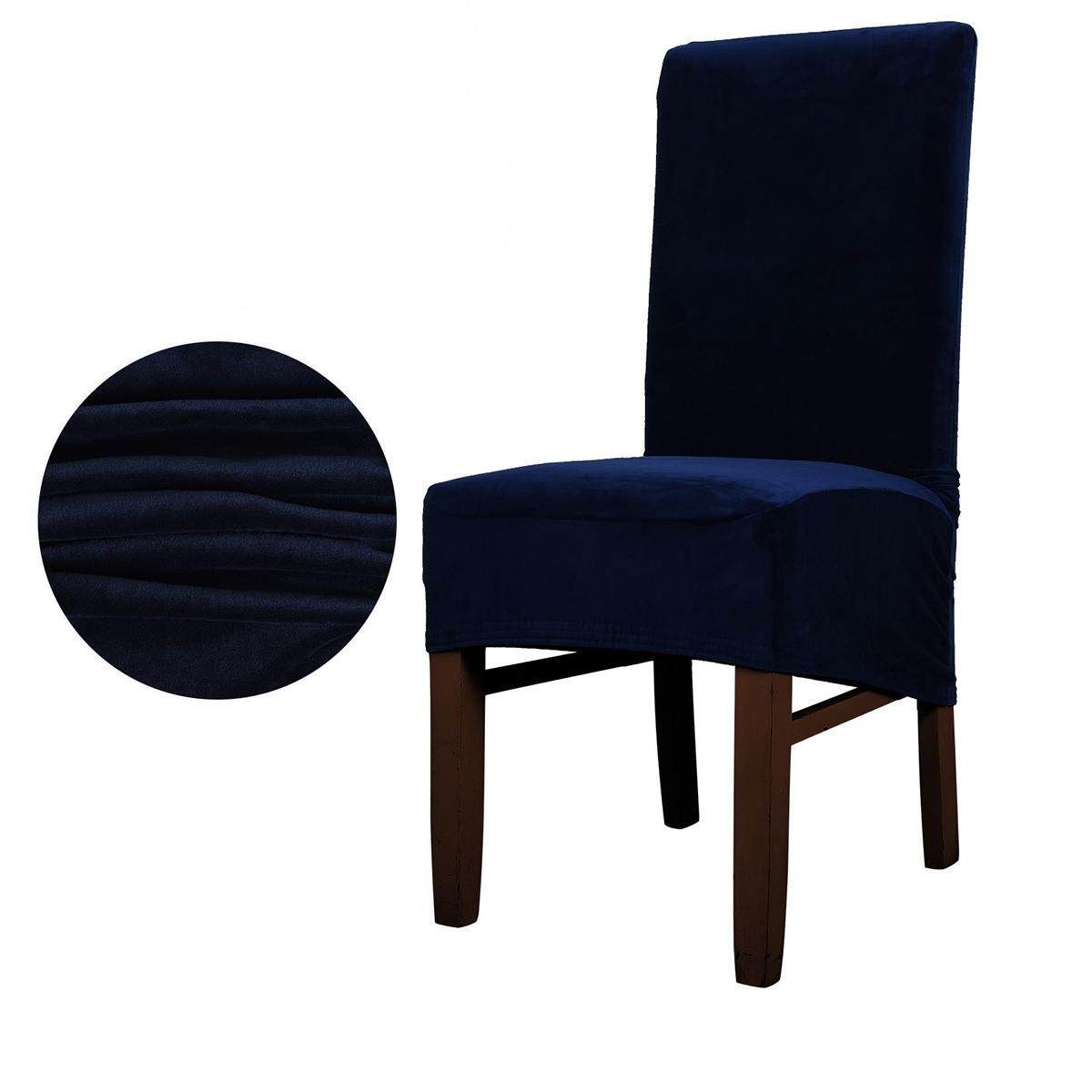 1/4Pcs Stretch Dining Chair Cover Seat Slipcover Plush Protector For Banquet Restaurant Wedding Lake Blue