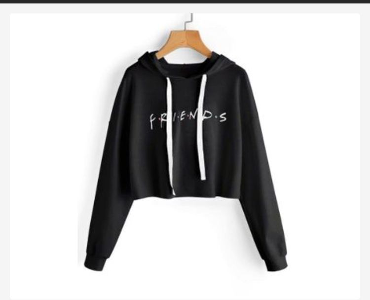 The Friends Classic Black  Crop Top Hoodie