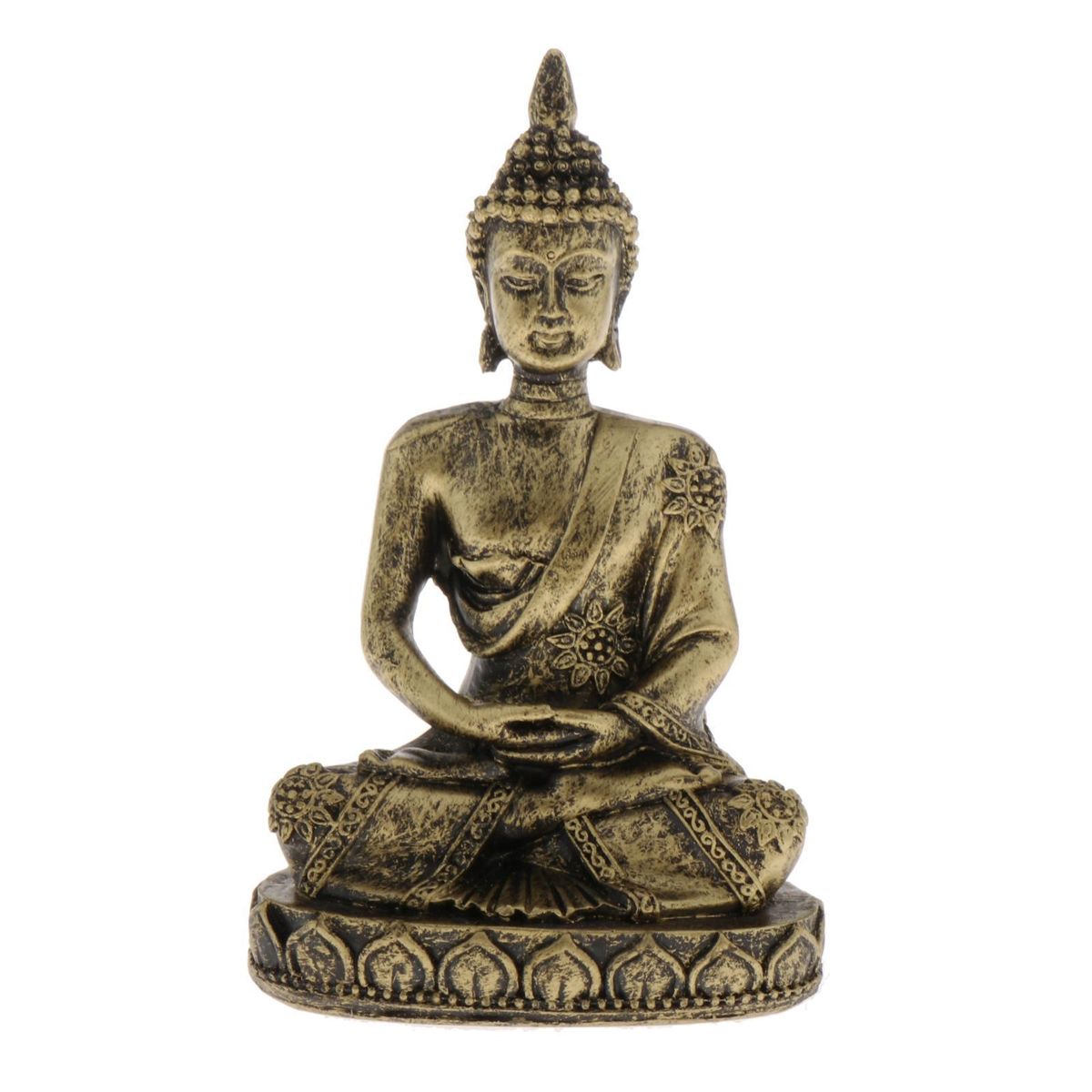 3INCH SEATED MEDITATION SANDSTONE STONE BUDDHA MONK GESHA Bronze