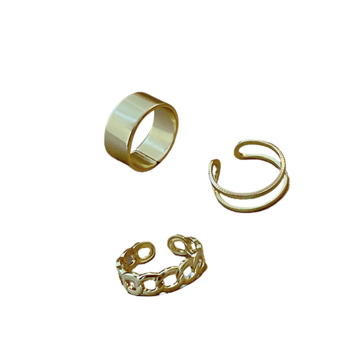 3PcsSet Rings Set Retro Geometric Knuckle Ring Golden