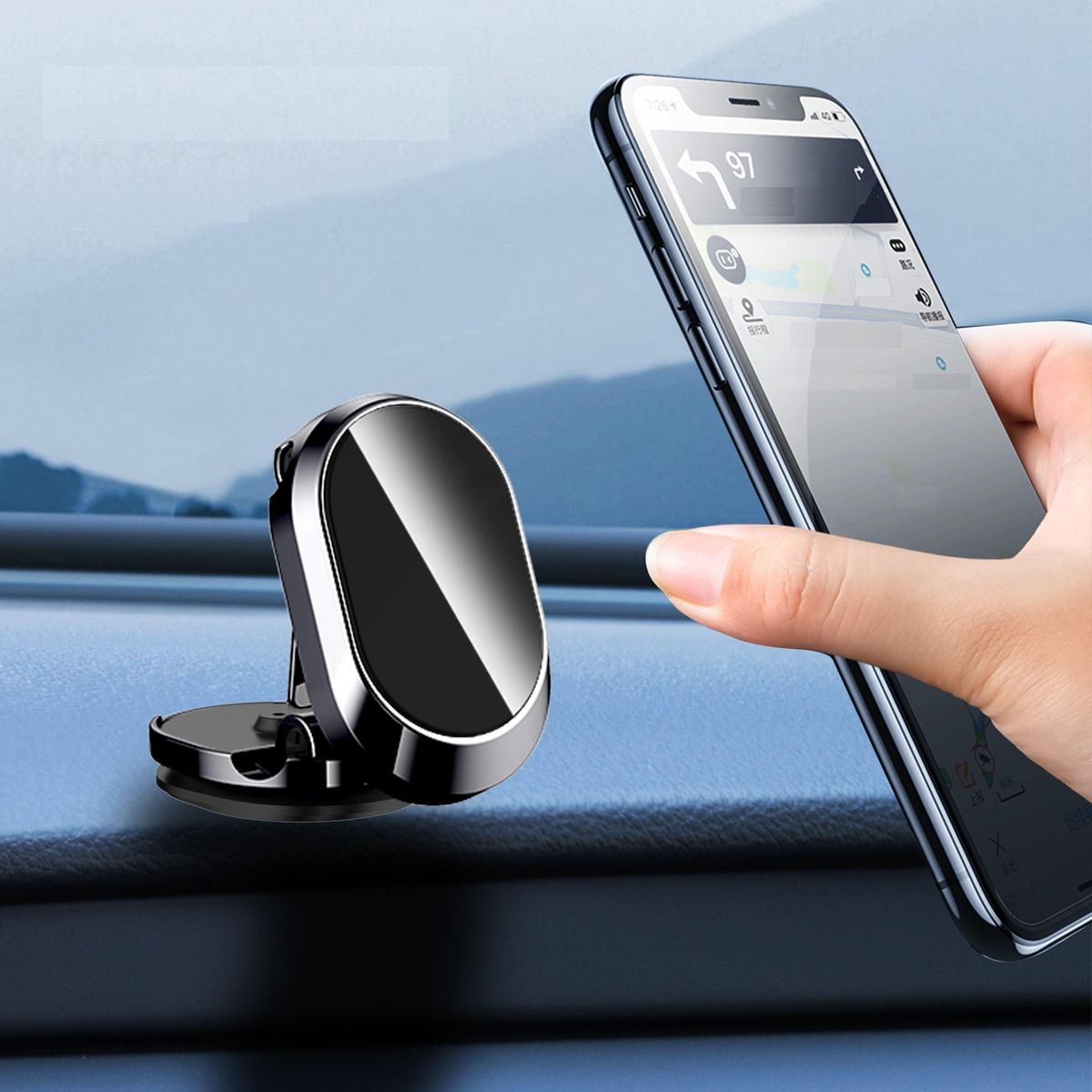 Universal Car Magnetic ph0ne Holder with Foldable Base and 360° Rotation Dashboard