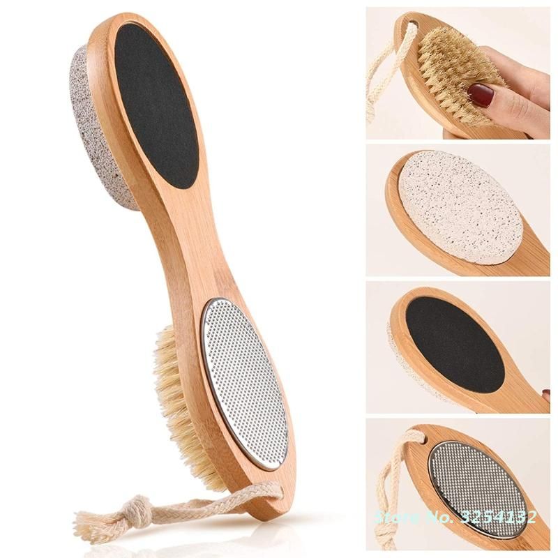 1pcs 4 In 1 Foot File Brush Double Sided Callus Remover Dead Skin Crack Exfoliator Rasp Scrubber Pumice Stone Pedicure Tool