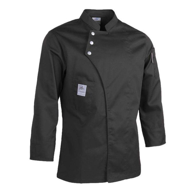 Unisex Chef Jackets Coat Long Sleeves Shirt Kitchen Uniform Black XXXL