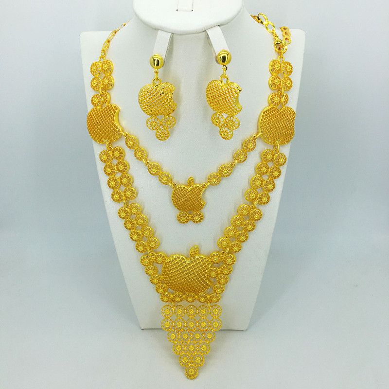 Bridal Long Tassel Necklace Sets For Women Jewelry Sets Dubai Nigeria Crystal Wedding Jewelry Sets