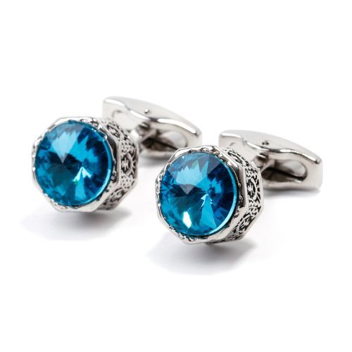 Men's Cufflinks Luxury Blue Crystal Cuff Links