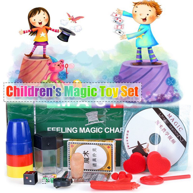 Green Magic Gift Box Magic Prop Set / Children's Magic Toy Set / Magic Gift Box Scarf Disappears Dice Card Children'S Toy Set