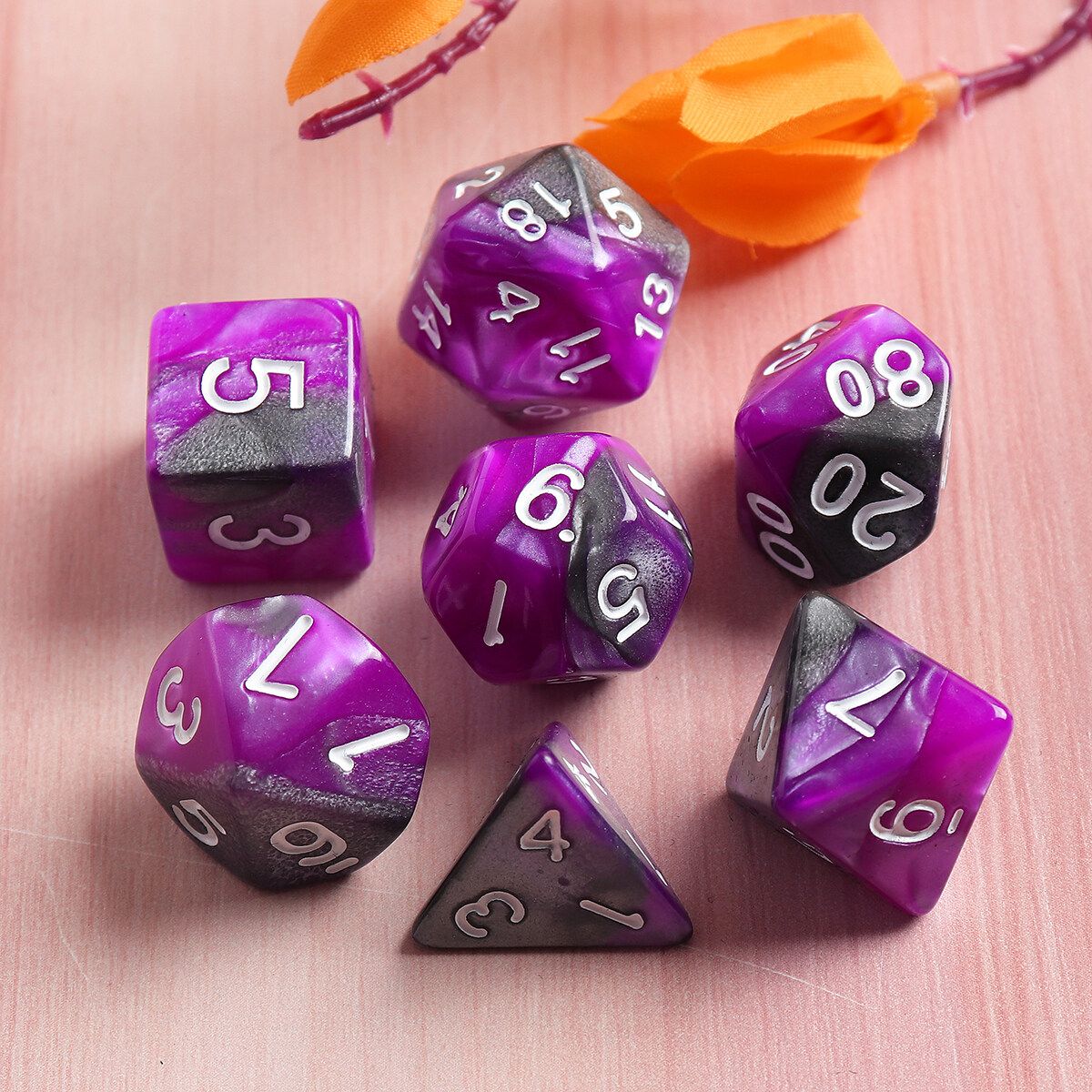 7pcs/set Polyhedral Gemini Dice Nebula Effect Mix Set Dungeons And DragonsWith Bag RPG DnD TRPG