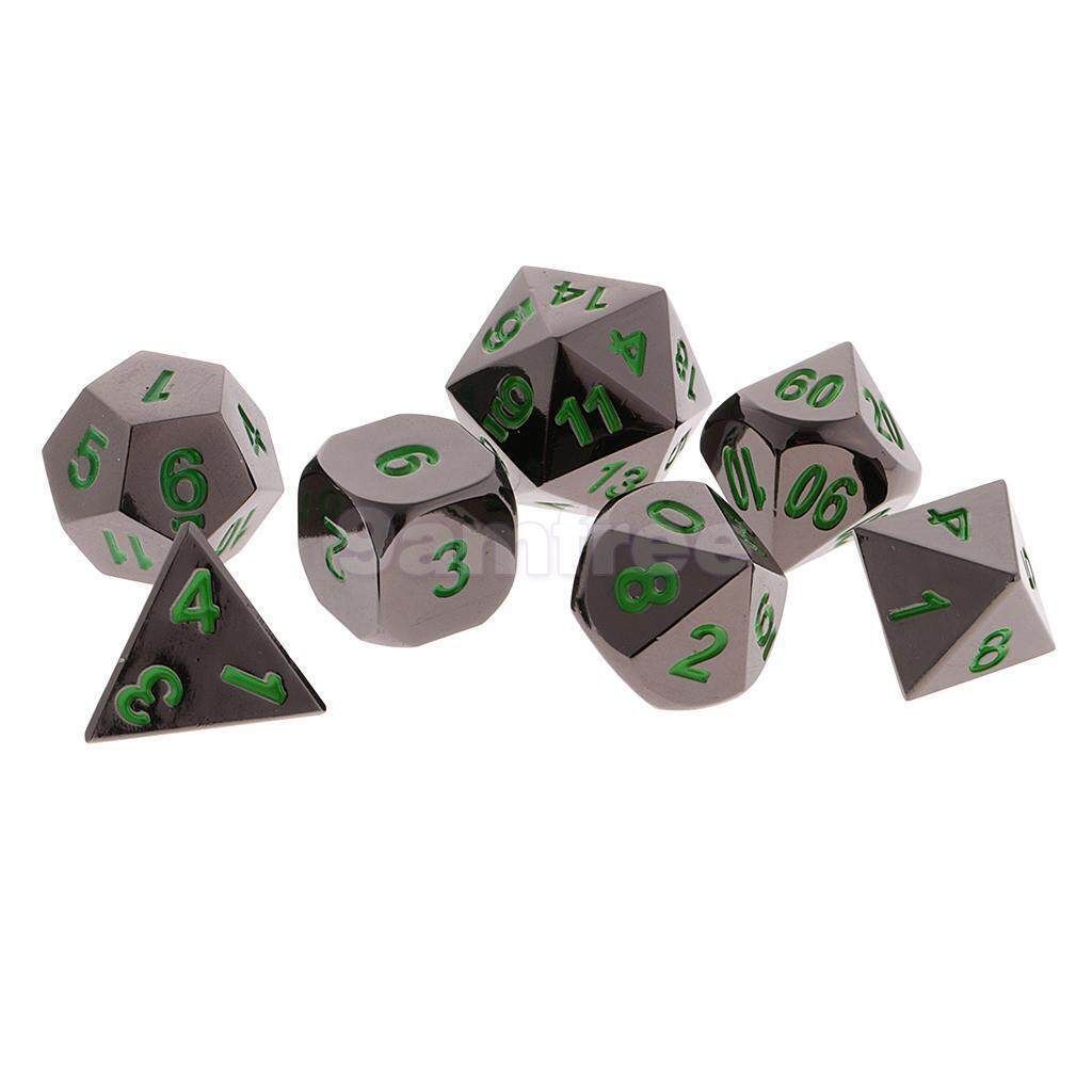 Black Nickel Dice Set Numberal Polyhedral For Dungeons And Dragons Warhamme # Green Green (green)