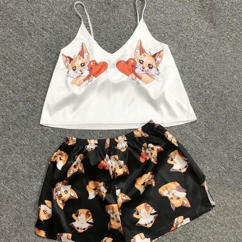Hot Sale Womens 2Piece Elastic Waist Shorts Sleepwear Homewear