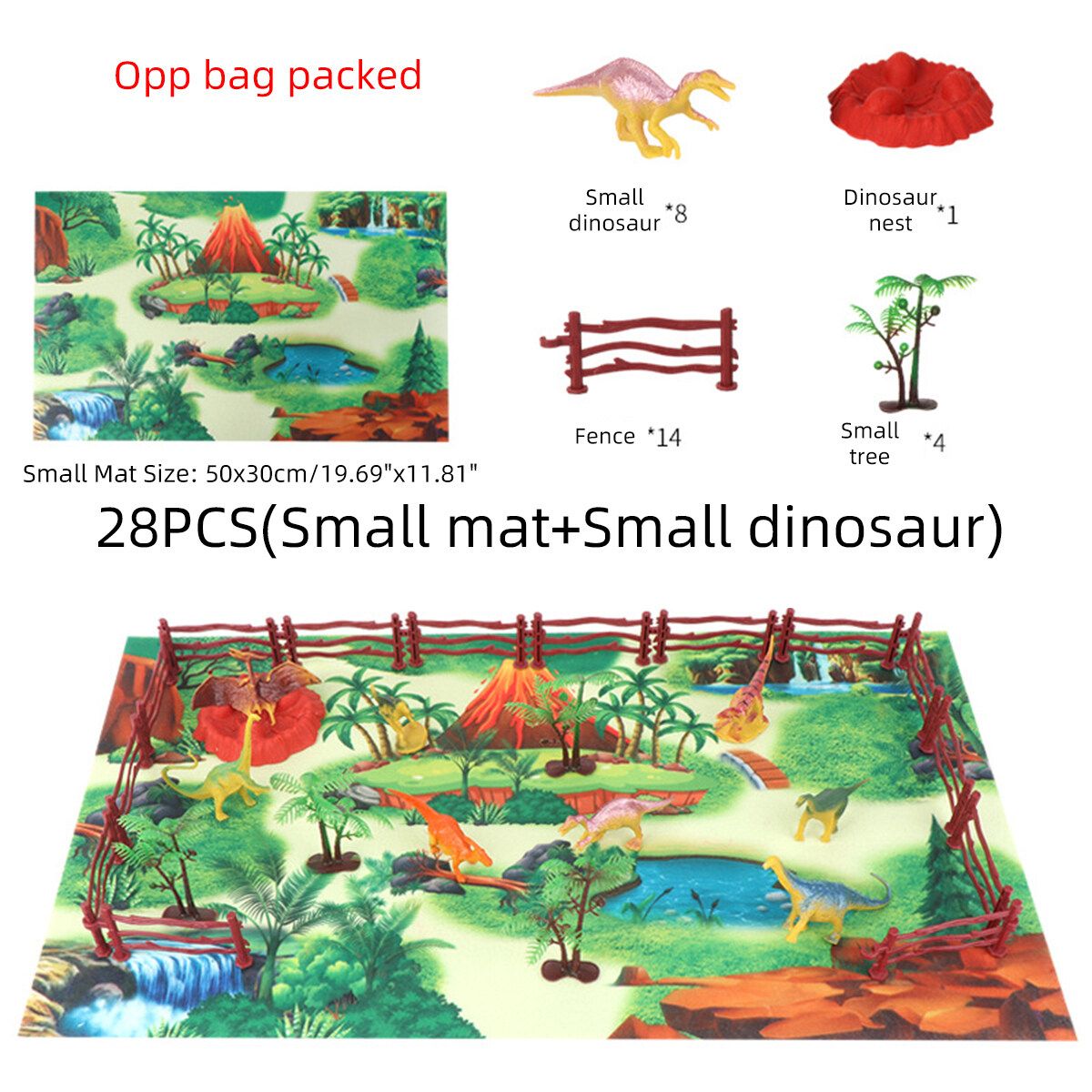 Kids Dinosaur Model Toy Set Dinosaur Figure With Play Mat Tree Small Mat+Small Dinosaur