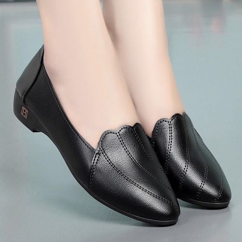 Women's Business Work Casual Leather Shoes-Black