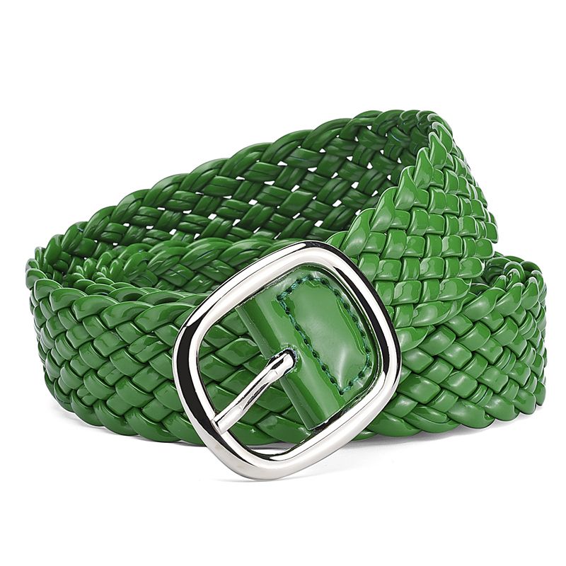 (Green)2023 New Fashion Women Braided Bright Colors Belts Ladies Waist Ornament No Holes All M XXM
