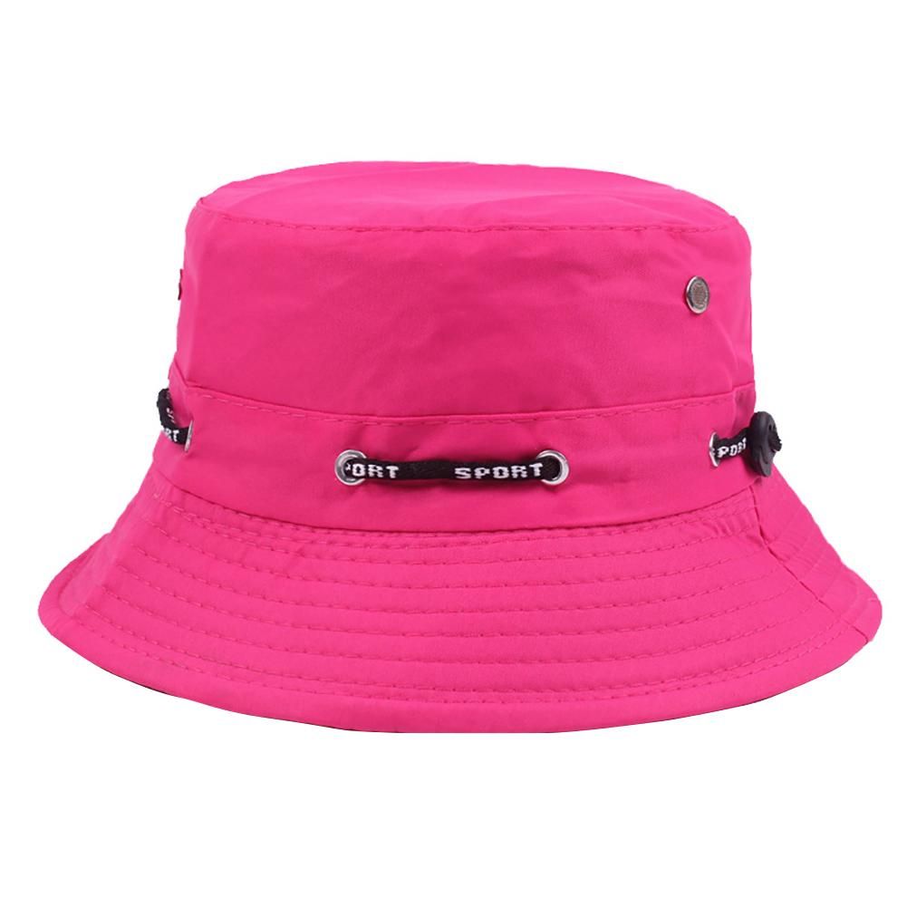 Solid Color Bucket Hat Unisex Outdoor Travel-Rose Red