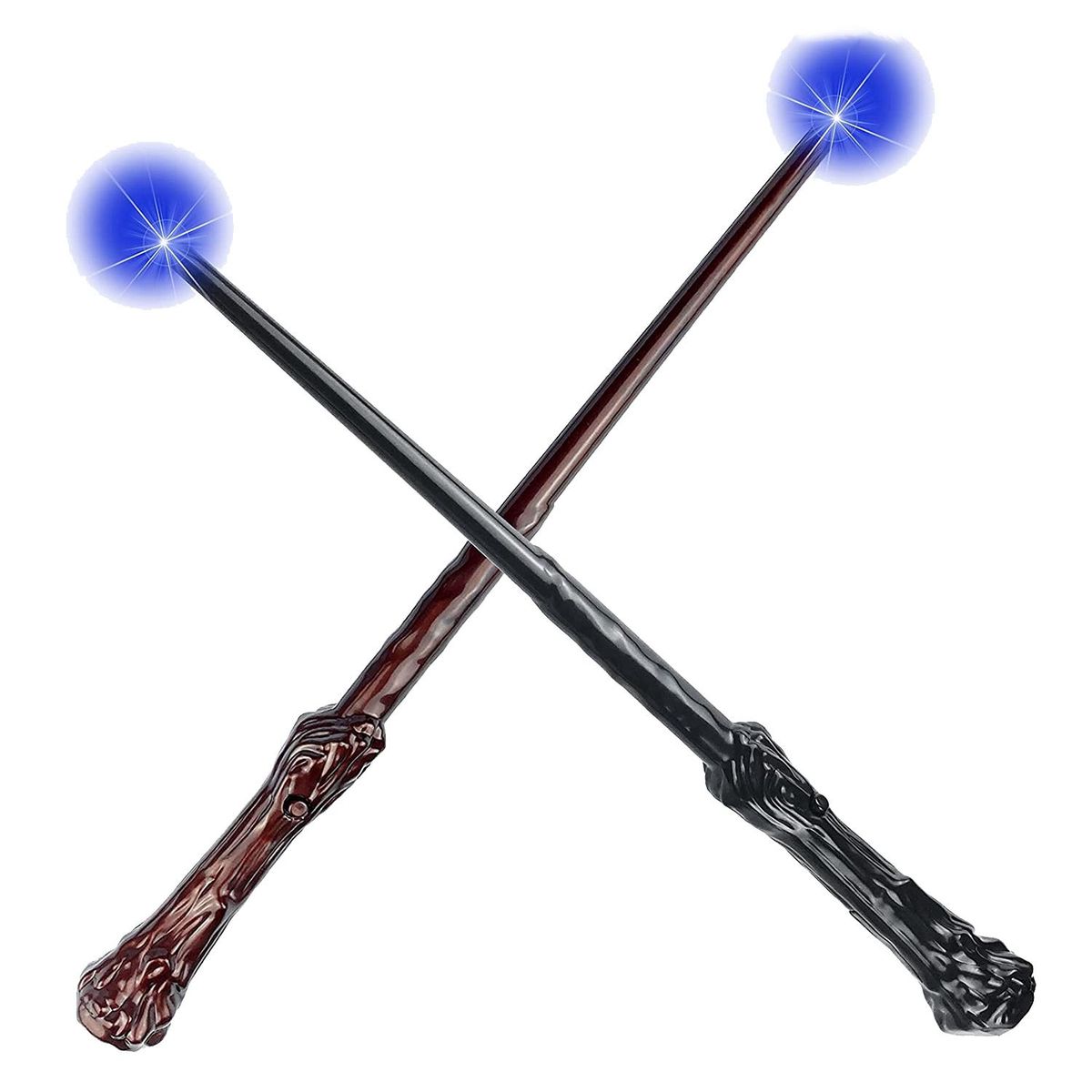 2 Pcs Wizard Wands Sound Illuminating Toy Wand Girls Party Costume Cosplay Accessory Brown Black