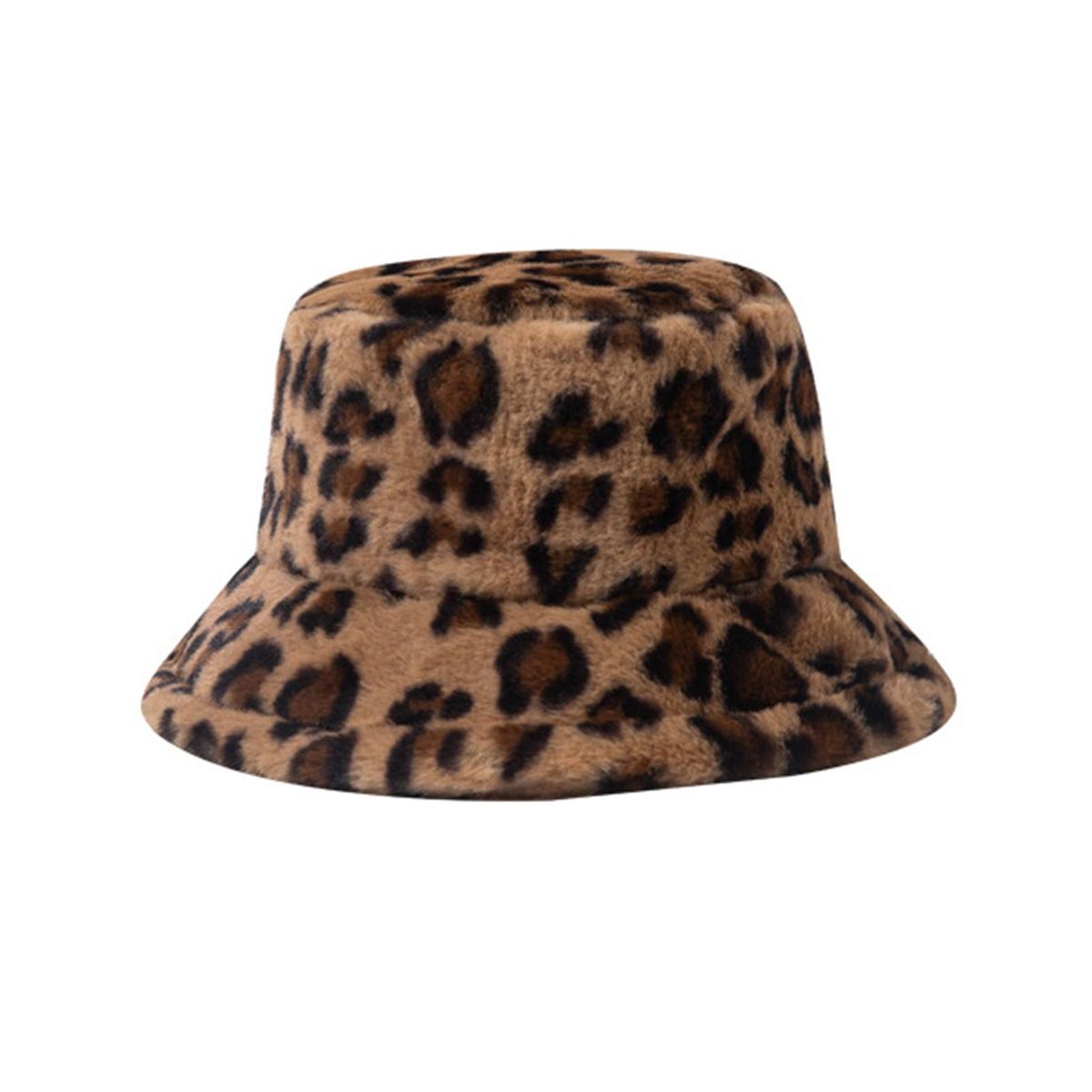 Fisherman Cap Attractive Fluffy Solid Color Cold-Leopard