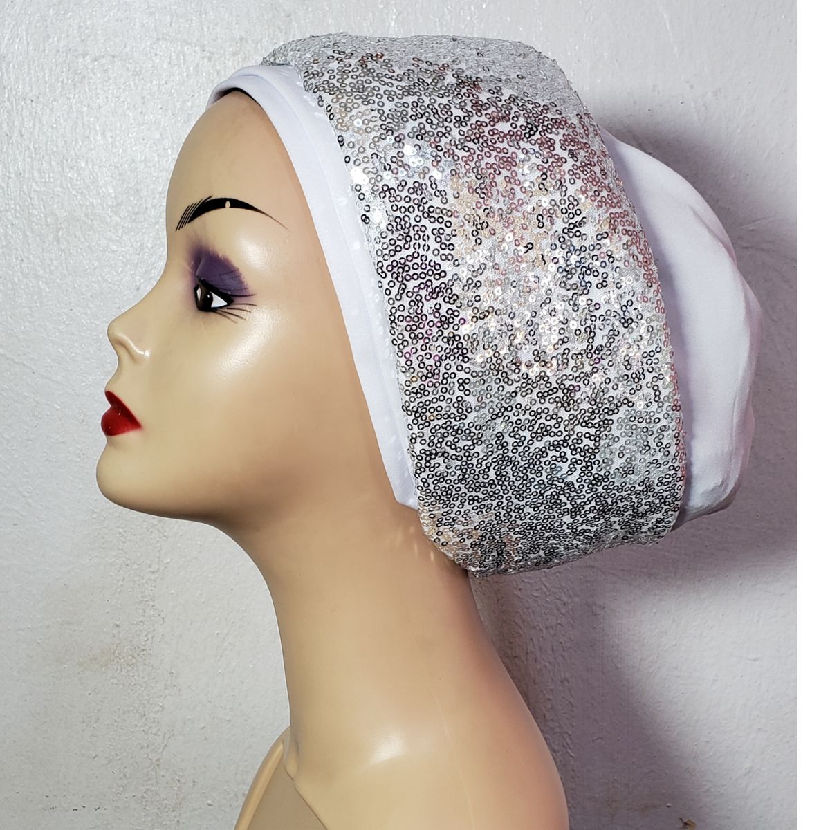 Woman White Sequence Cap
