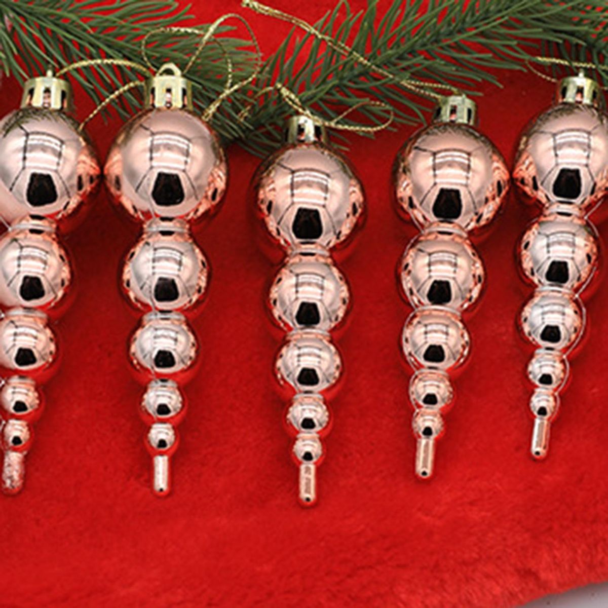 1 Box Christmas Gourd Skewers Electroplated Christmas Ball Ornament Rose Gold
