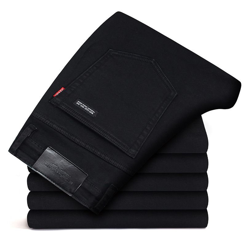 Men's Classic Black Jeans Slim Fit Denim Jean Trousers