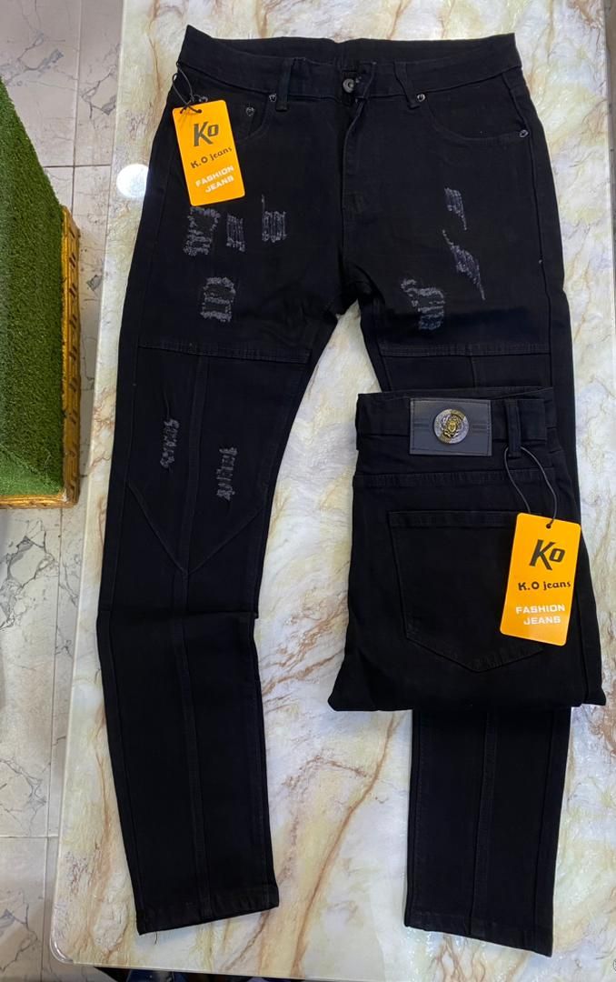 Straight Black Outdoor Jeans For Men
