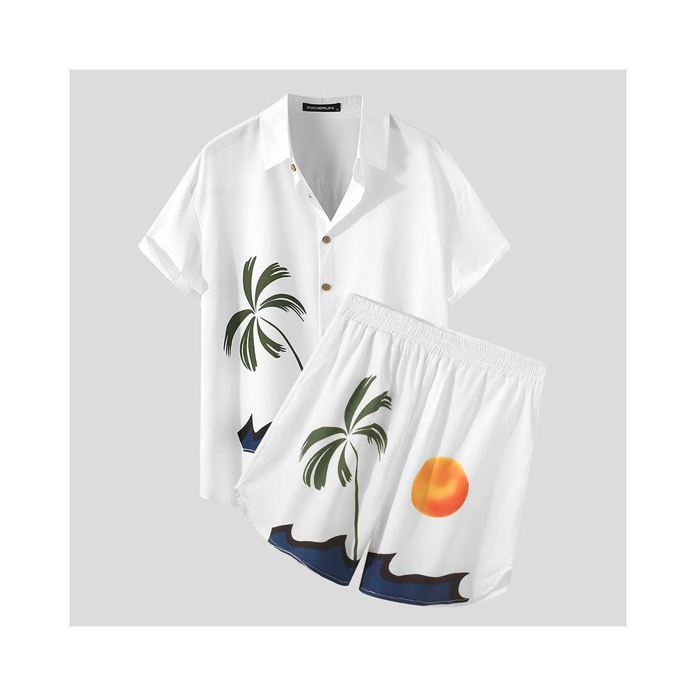 1Set 2 In 1 Men Sunset Beach Print Sets