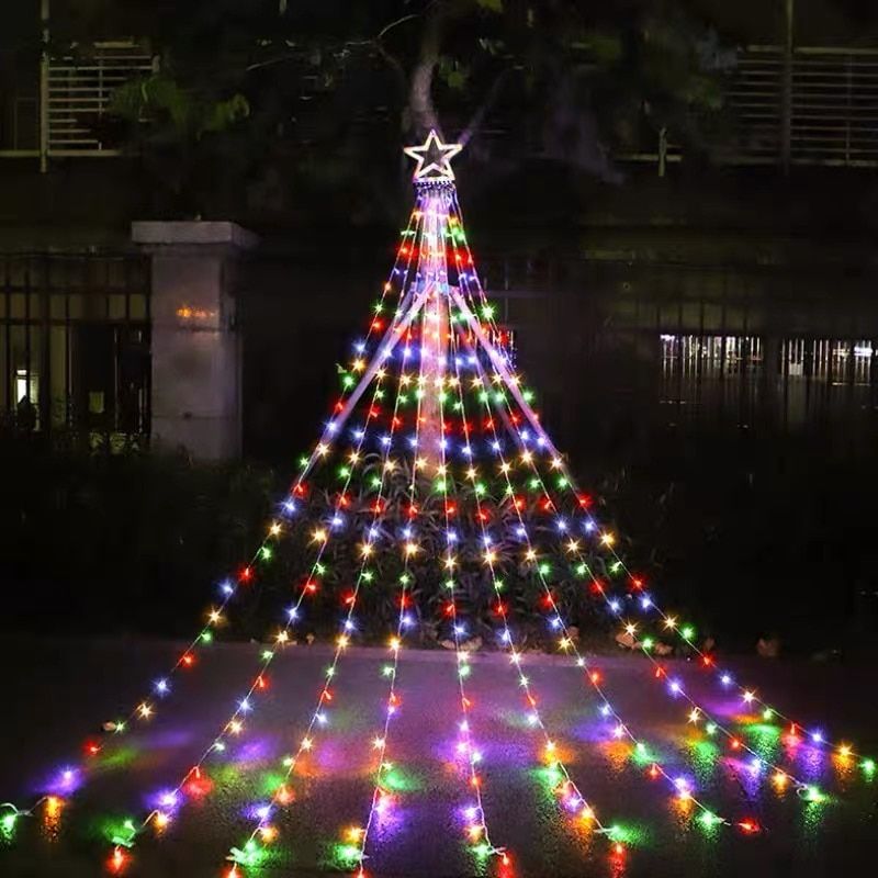 9x3.5M 317 LED String Light Waterfall Curtain Icicle Wedding Party Garden  Christmas Tree Topper Star Fairy Light String Gard--Multicolor--