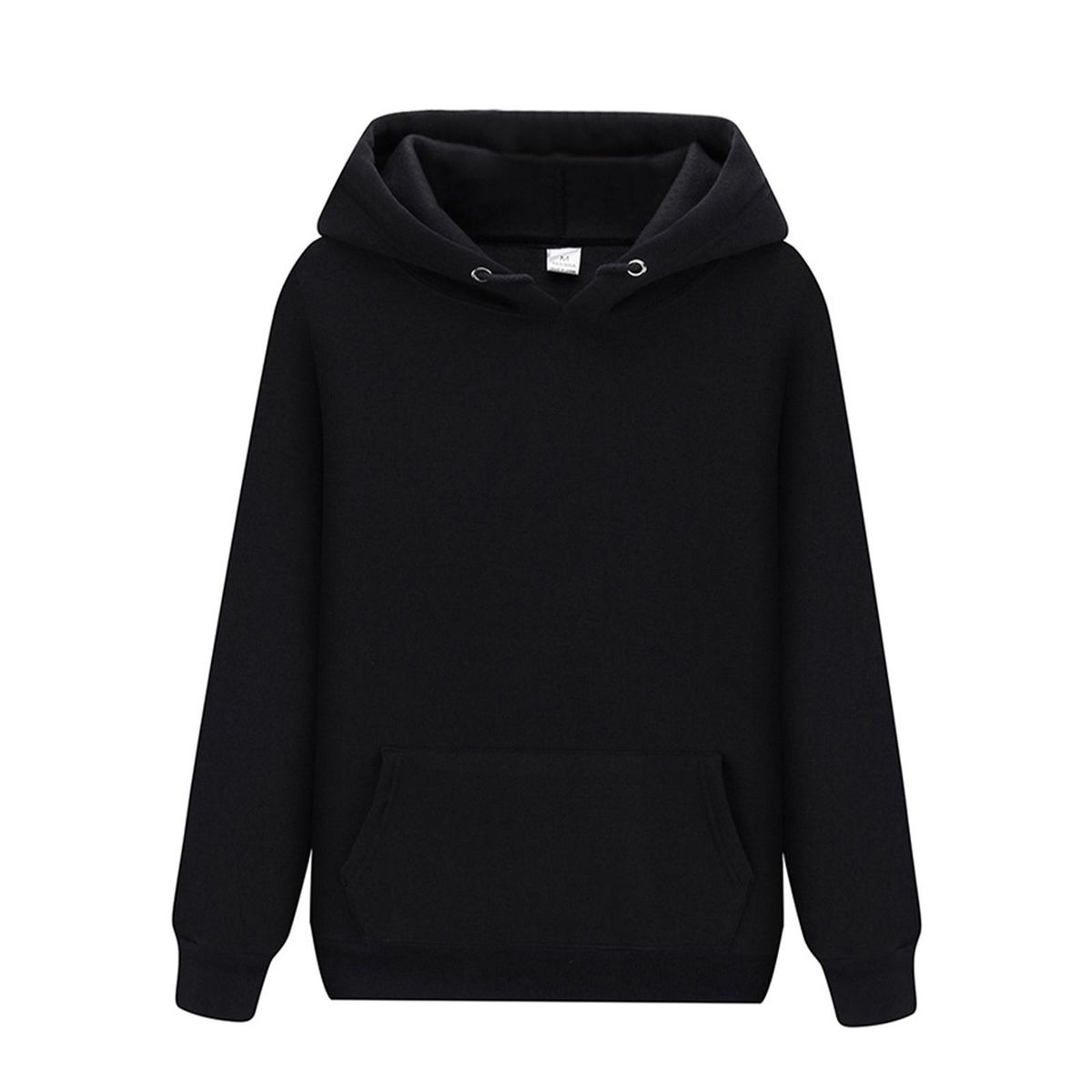 Women's Men's Casual Hoodies Long Sleeve Solid Black 3XL