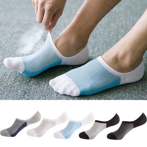 5 PairsSummer Non-Slip Silicone Invisible Cotton Ankle Socks