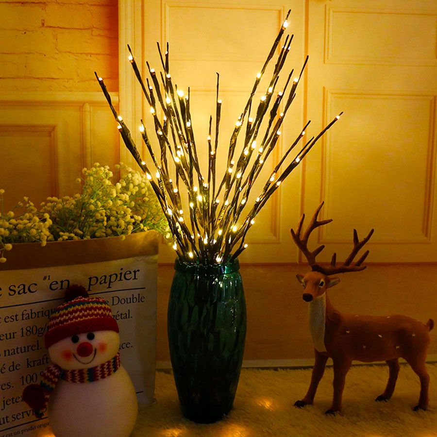 LED Willow Tree Branch Lamp Floral Night Lights 20 LED Vase Floral Lights Home Christmas Birthday Party Garden Indoor Decoration--Pink--